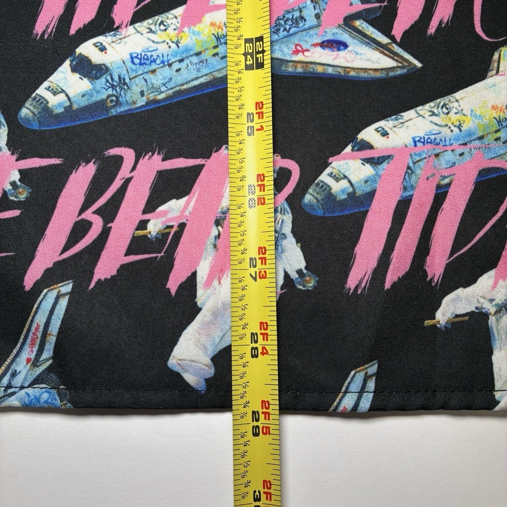 Gloomy Bear Mens Large Short Sleeve Button Up Tide Bear Space Shuttle Shirt - Picture 7 of 7